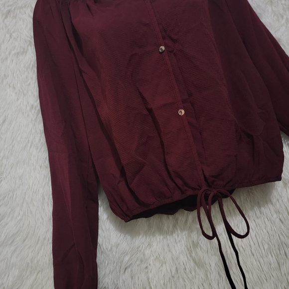 Fashion Nova Burgundy Off-Shoulder Blouse - Picture 6 of 9